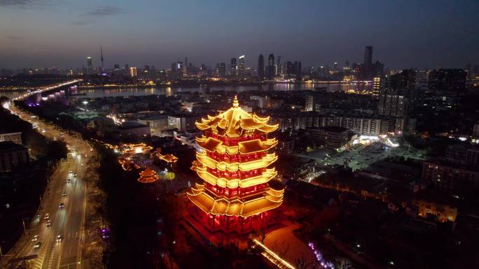 【4k合集】武汉市黄鹤楼夜景航拍（5）