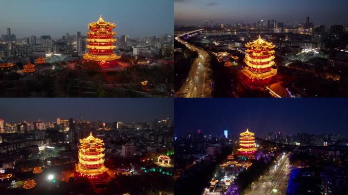 【4k合集】武汉市黄鹤楼夜景航拍（5）