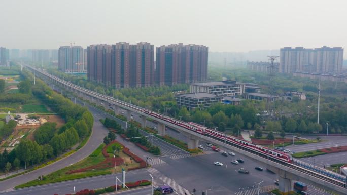 航拍许昌魏武大道郑许市域铁路