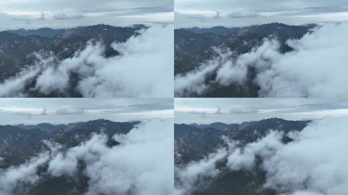 蒙山景区 平邑县寿星 穿云航拍蒙山素材