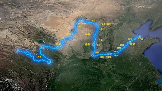 4K长江黄河水系分布地图多视频合集