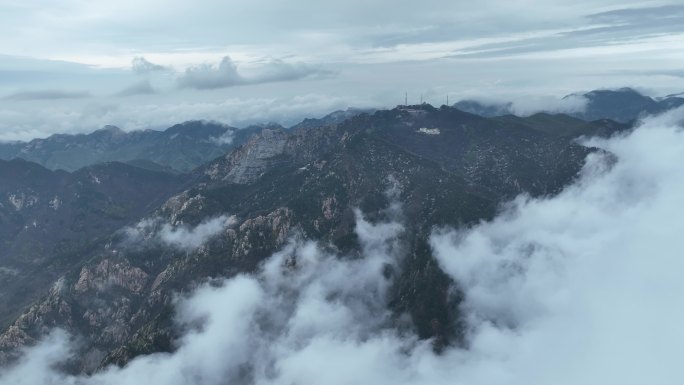 蒙山景区 平邑县寿星 穿云航拍蒙山素材