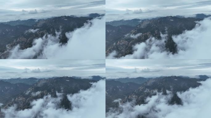 蒙山景区 平邑县寿星 穿云航拍蒙山素材