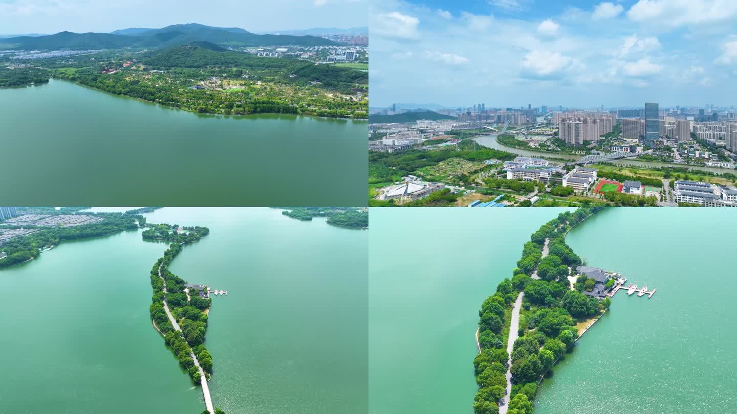 江苏苏州石湖滨湖景区湖泊大自然唯美风景风