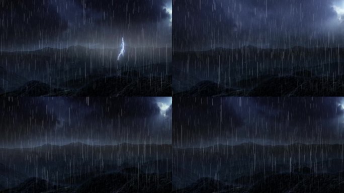 天空电闪雷鸣山区打雷下雨暴雨视频素材