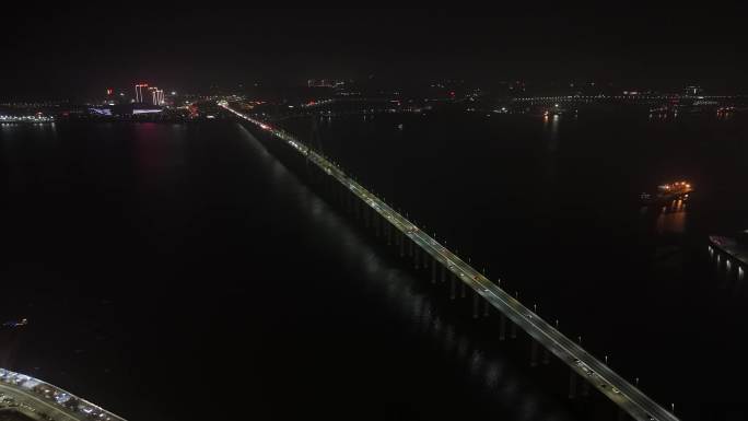 湛江金沙湾观海长廊城市夜景