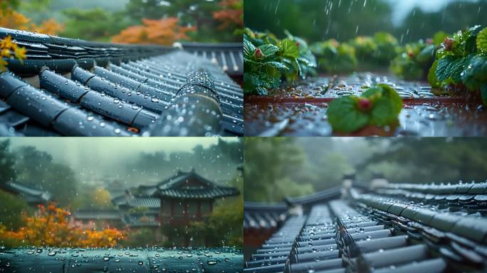 下雨天屋檐下的雨水水滴雨季ai素材原创古