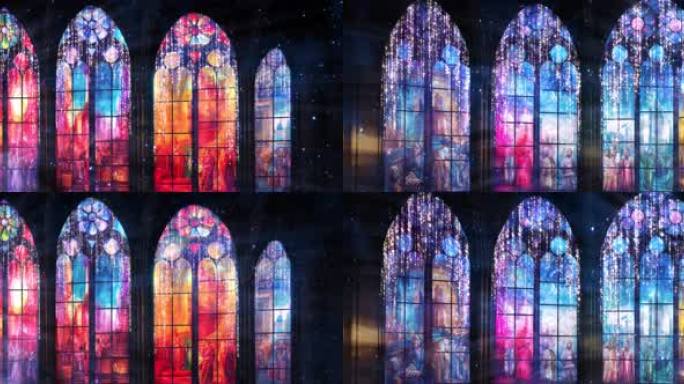 教堂彩色玻璃光影