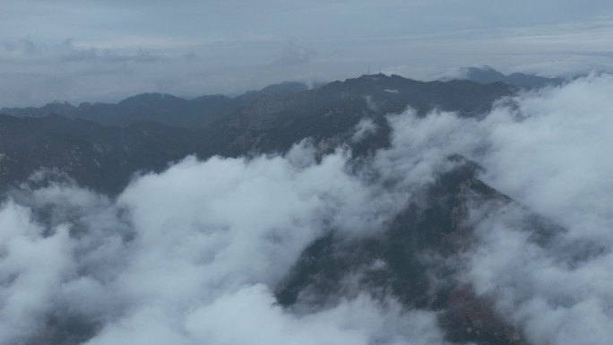 蒙山景区 平邑县寿星 穿云航拍蒙山素材