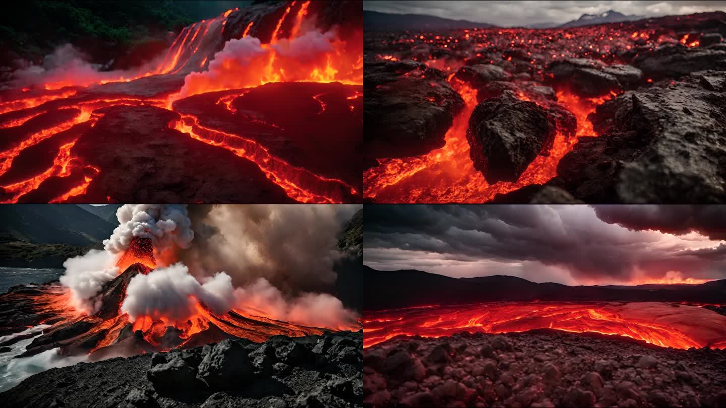 火山喷发岩浆涌动4K