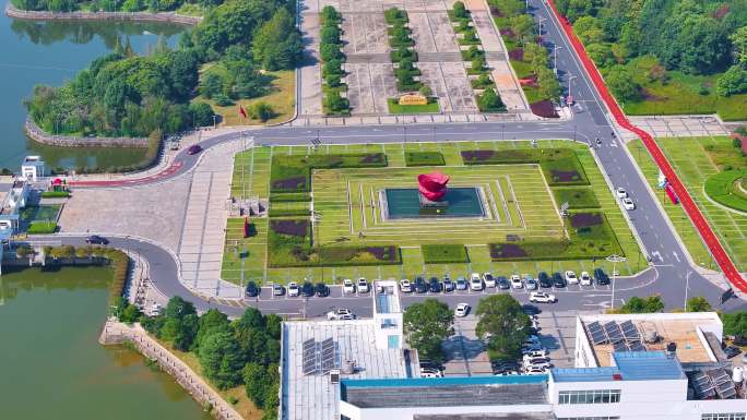 江西南昌大学前湖校区校园航拍风景风光素材