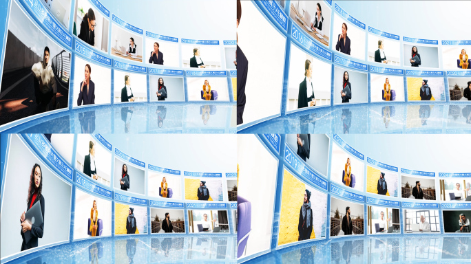 企业人物包装弧形照片墙团队展示