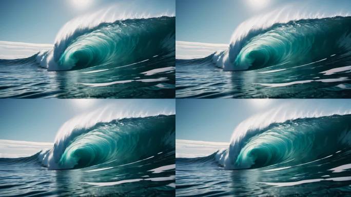 大浪波浪滔天汹涌大海海浪慢镜头