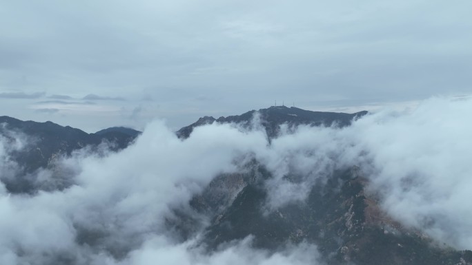 蒙山景区 平邑县寿星 穿云航拍蒙山素材