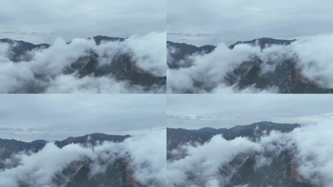 蒙山景区 平邑县寿星 穿云航拍蒙山素材