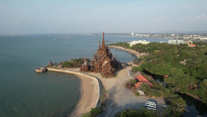 泰国芭提雅真理寺无人机4k高清航拍