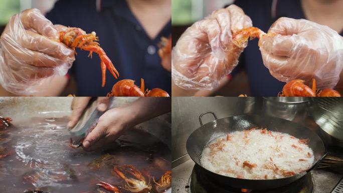 【4K】夜市美食小龙虾制作过程