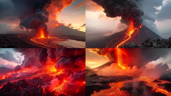 末日活火山爆发喷发岩浆自然灾害ai素材原