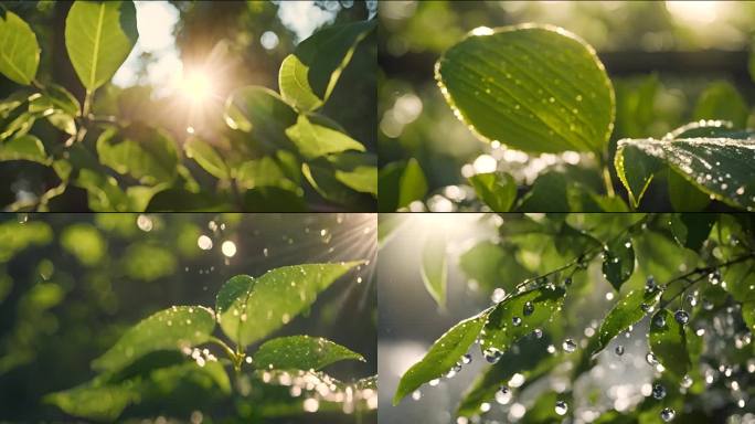 阳光雨露 植物叶片 自然风光