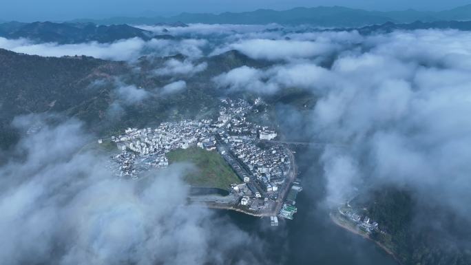 4K新安江山水画廊晨雾河流