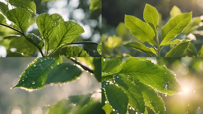 植物叶片 水滴雨露