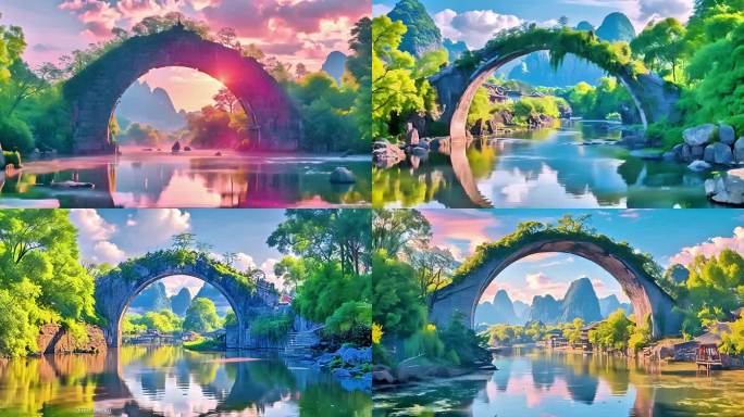 古村落石桥和谐美丽画卷历史记忆文化传承2