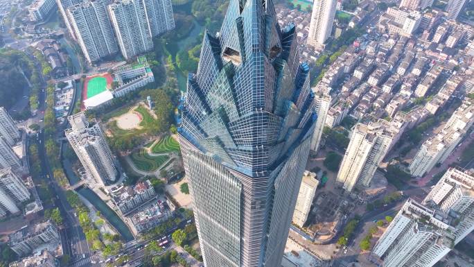 温州市世贸中心大厦大楼鹿城区大景全景航拍