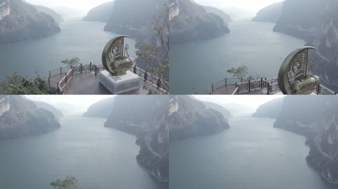 湖北宜昌三峡神鱼台 4K航拍log素材