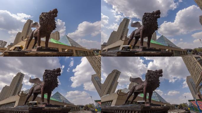 万达广场 城市雕塑 带有翅膀的狮子