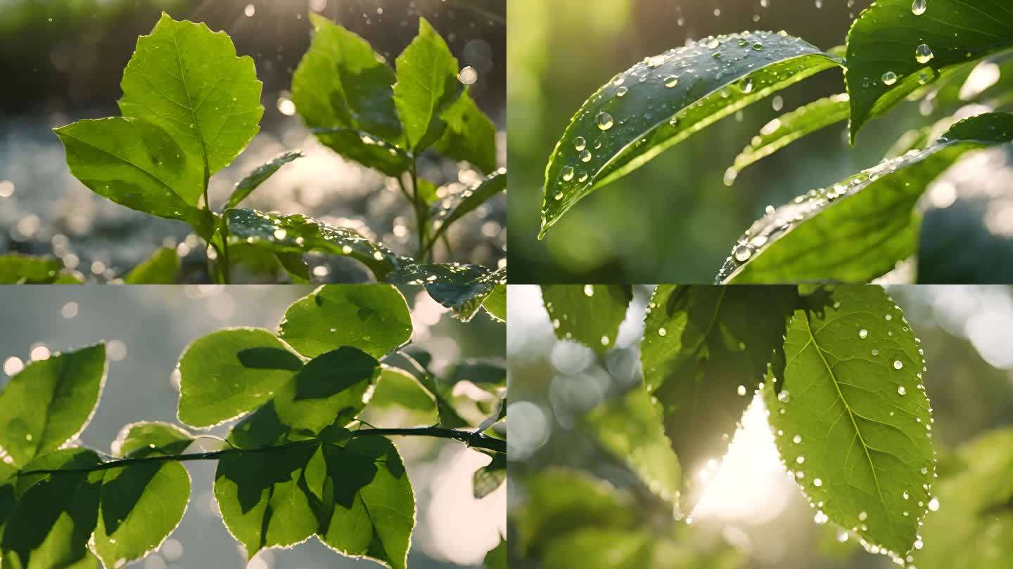 阳光 绿叶 水珠 雨露