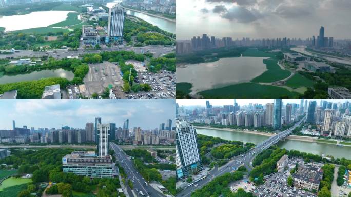 湖北武汉月湖龟山电视塔汉江琴台大剧院风景