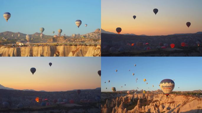 加长版土耳其浪漫热气球日出延时素材