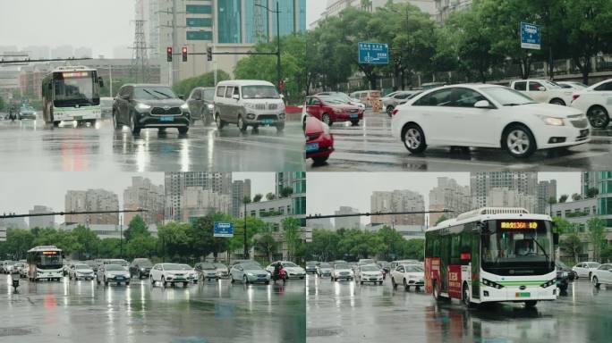 下雨城市下水道小雨大雨升格