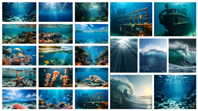 海底海底世界海底光线光影海洋生物海底沉船