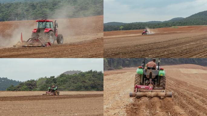 耕种犁地拖拉机机械化农业