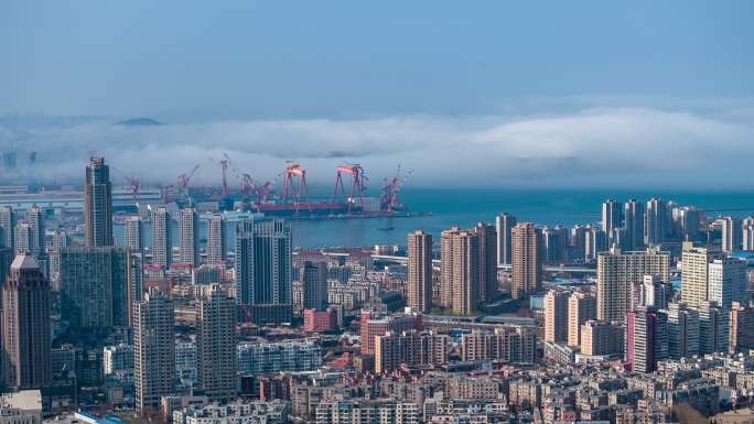 大连梭鱼湾体育场平流雾延时