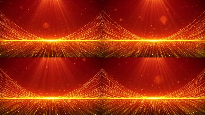 金色粒子红背景光线循环