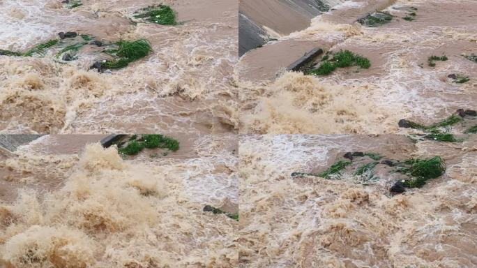 山洪浑浊河流流水洪涝灾害洪灾暴雨洪水泛滥