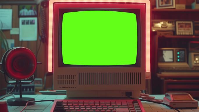 【绿幕素材】旧电脑绿幕效果