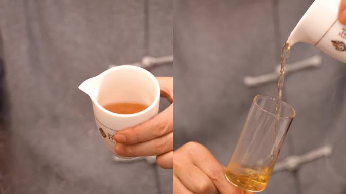 竖版乌龙茶凤凰单丛茶茶汤玻璃杯展示1
