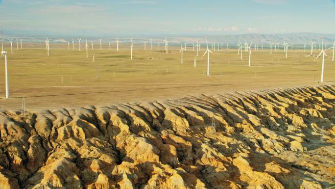 直升机航拍新疆布尔津风力发电