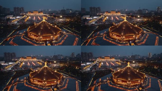 航拍隋唐洛阳城夜景