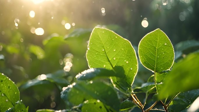 绿叶上的雨露