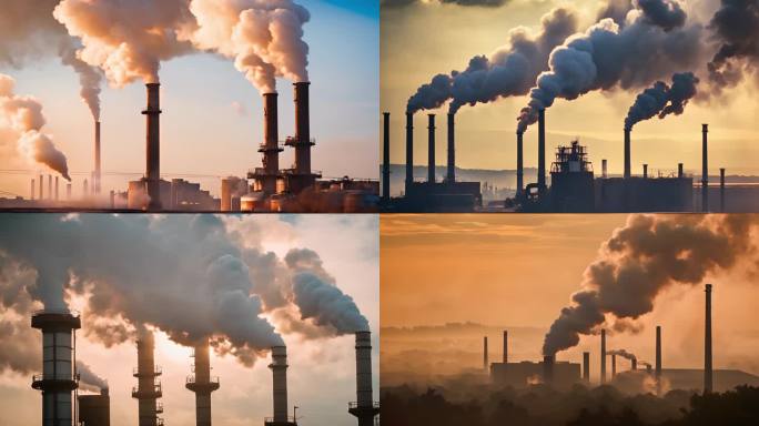 工业污染大烟筒冷却塔化工污染空气质量雾霾