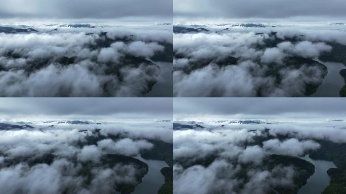 江西靖安山谷中的云雾航拍