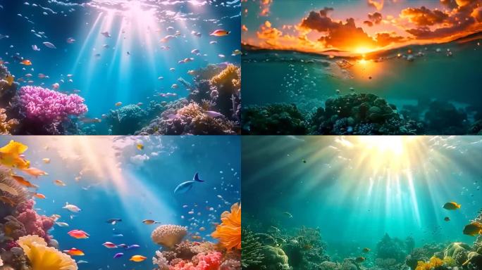 唯美海洋海底世界水下世界珊瑚丛鱼类生物a