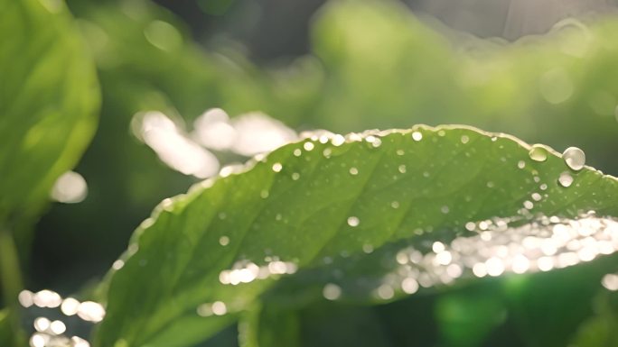 水滴滴在叶片上