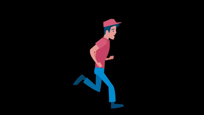 跑步的男子人物跑步动作mg扁平化4k视频