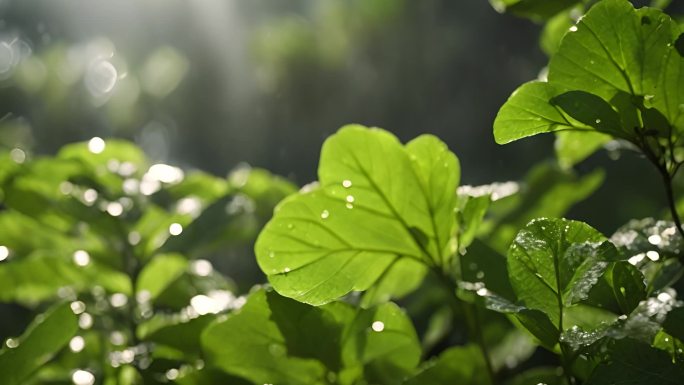 阳光 雨露 谷雨 树叶