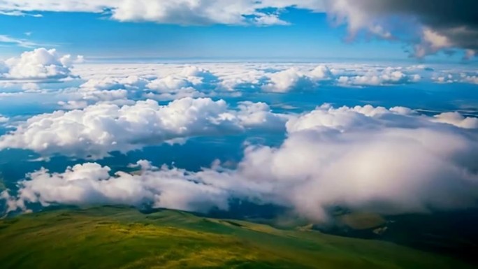 航拍大山草原云海延时唯美风景空镜